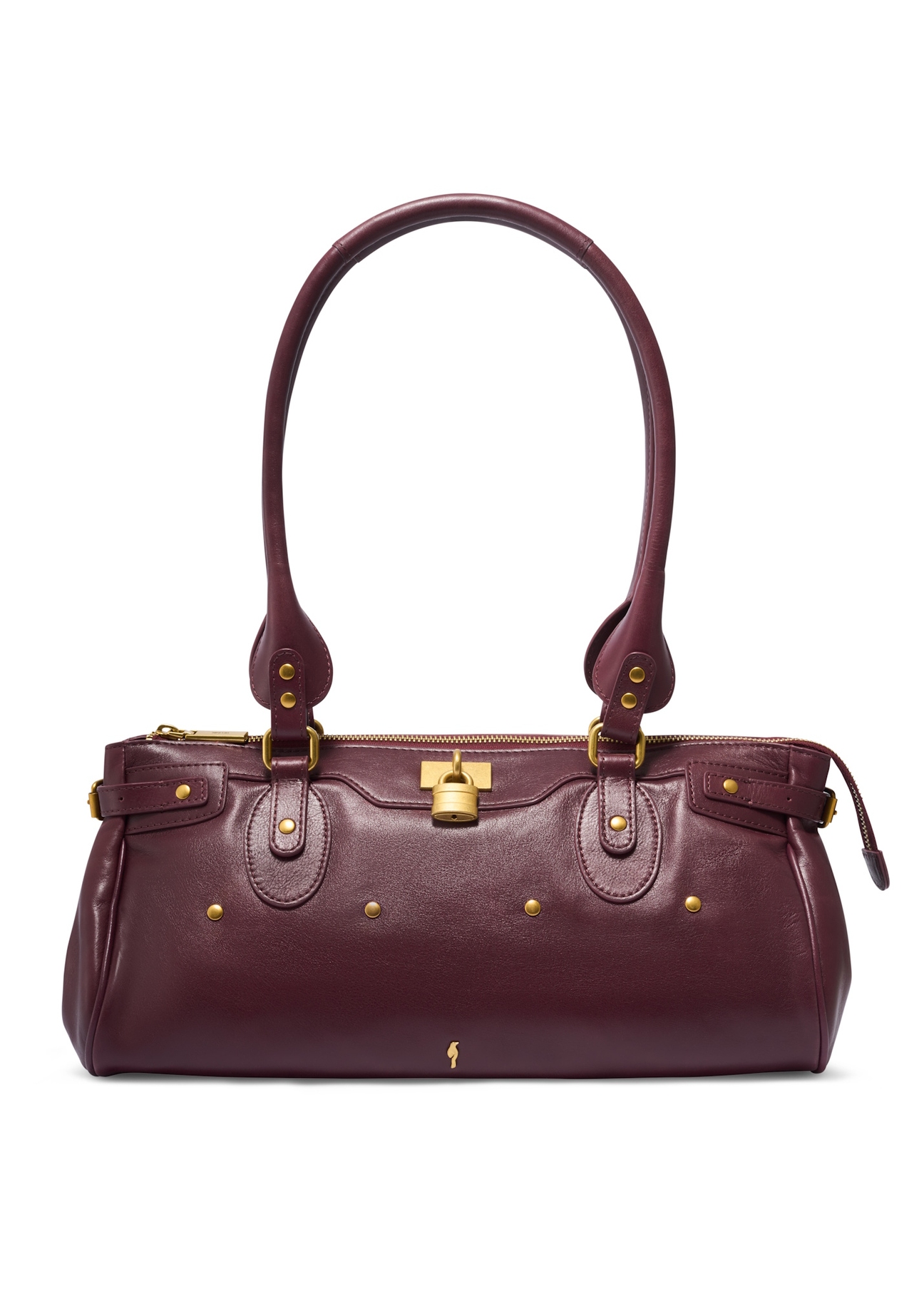 Burgundy leather shoulder bag TORES-1369-4D(Z26), front product view on white background.
