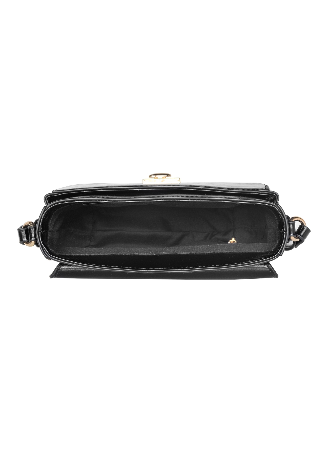 Black women's shoulder bag TOREC-1048-99(Z25), visible product from the inside, view on a white background.