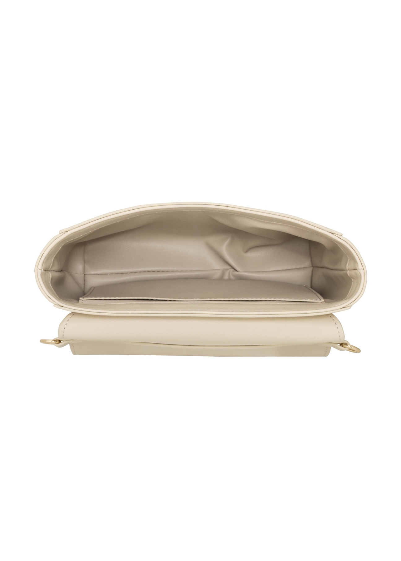 Cream women's handbag made of imitation leather TOREC-1311-0B(Z26), product view inside on white background.