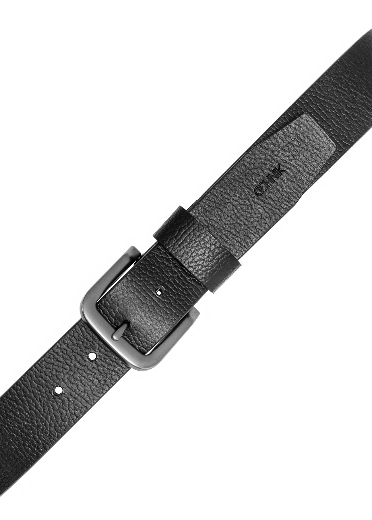 Black leather women's belt PASDS-0312A-99(Z25), product view with buckle on white background.