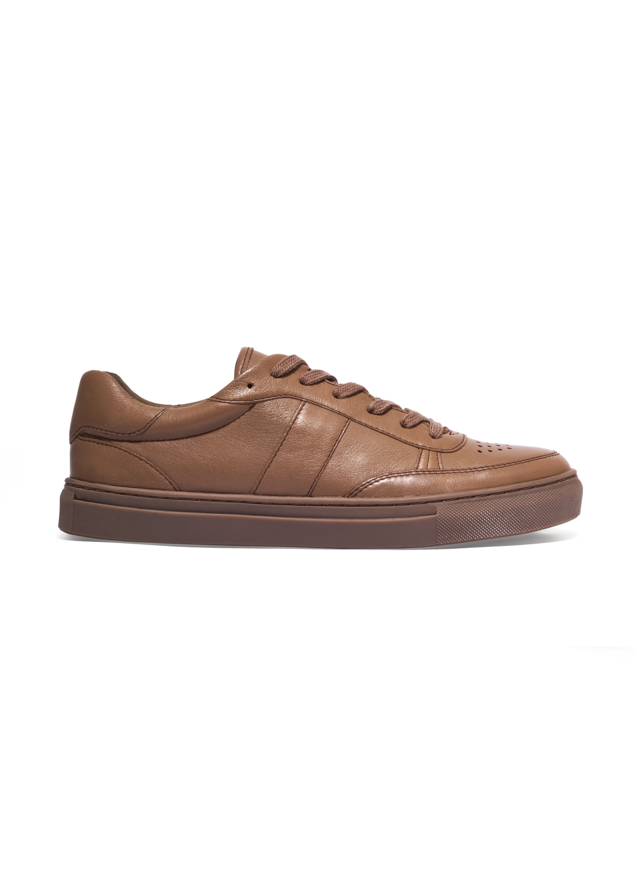Women's leather sneakers in cool beige color BUTYD-1294-1K(Z26), side view of the product on a white background.