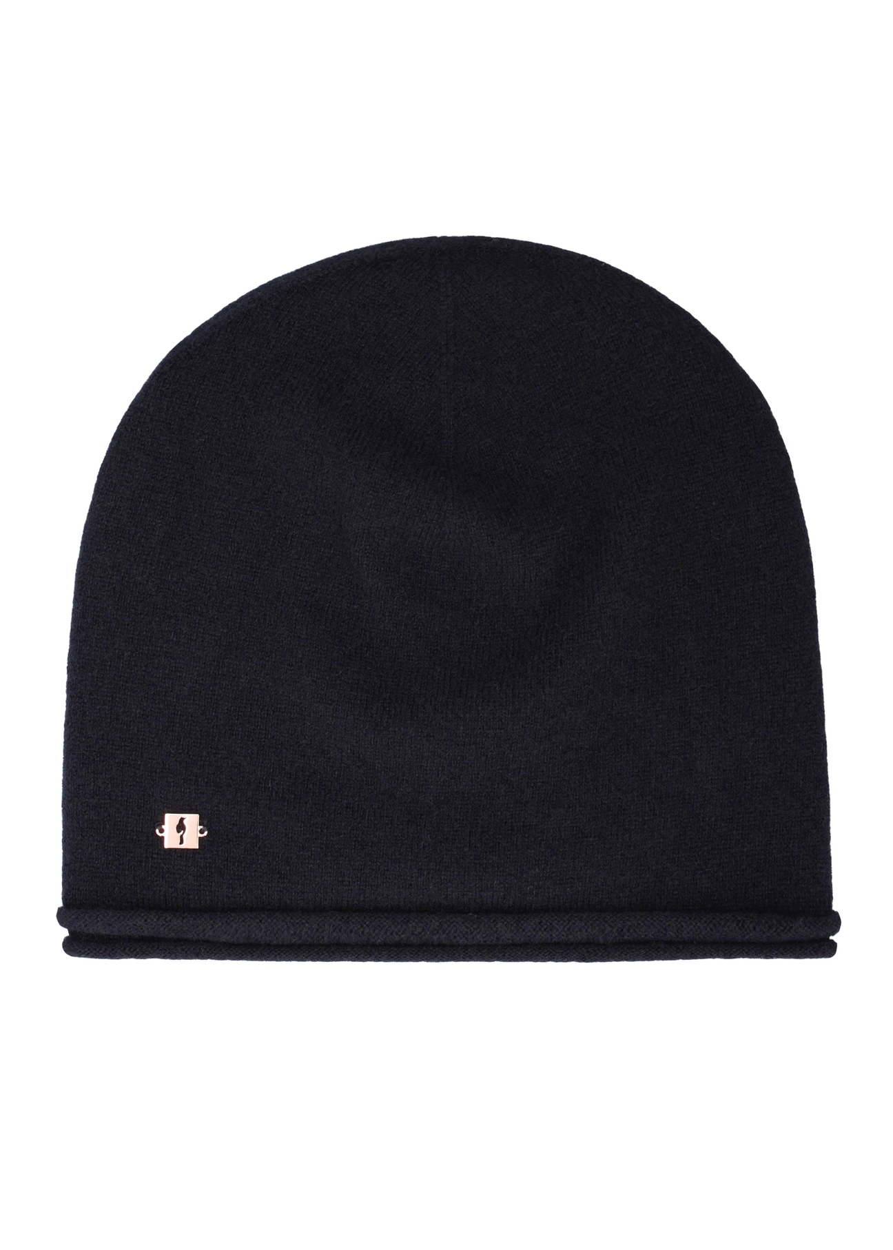 Black women's cashmere hat CZADT-0043-99(Z25), front product view on white background.
