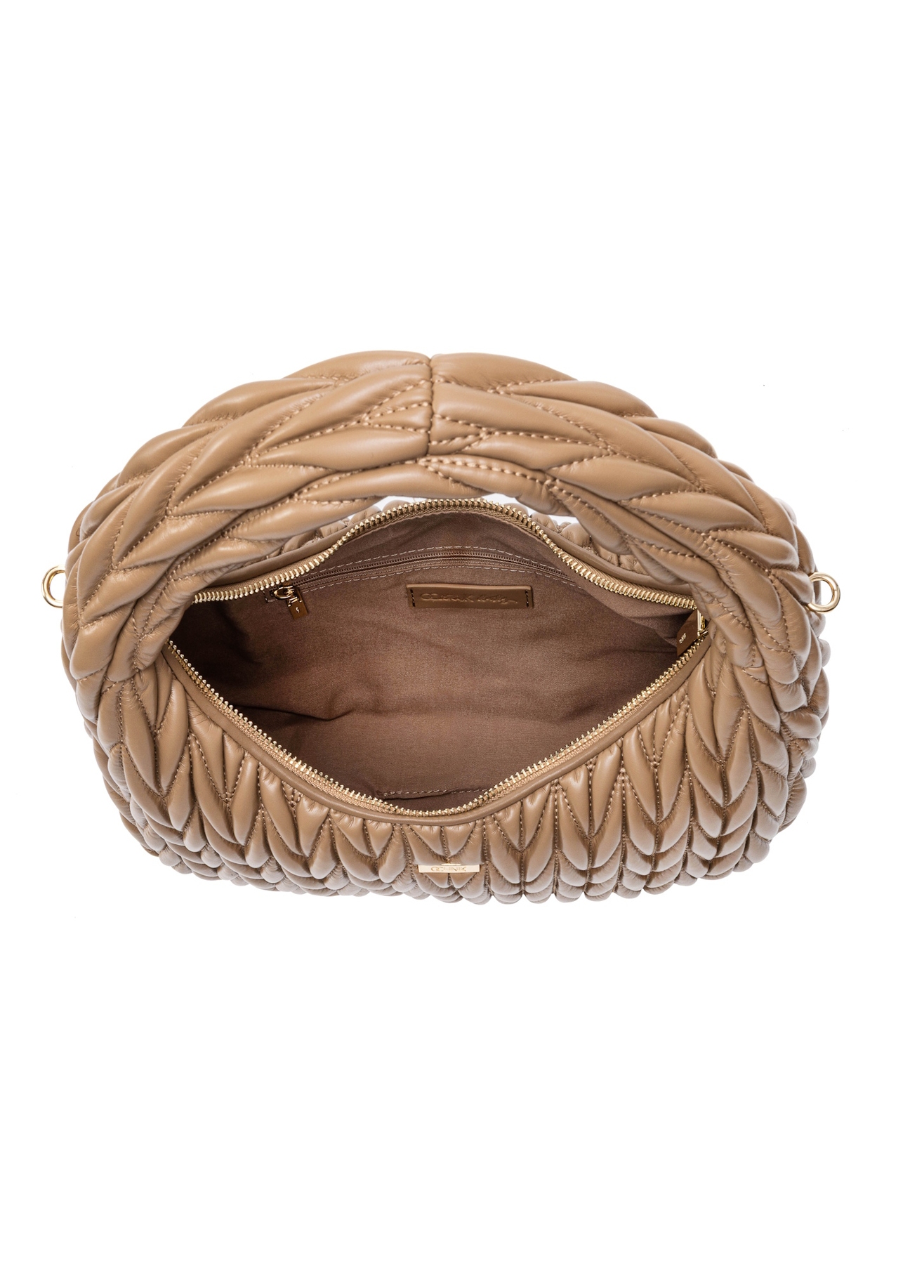 Beige women's shoulder bag TOREC-1101-24(Z25), product view inside on white background.