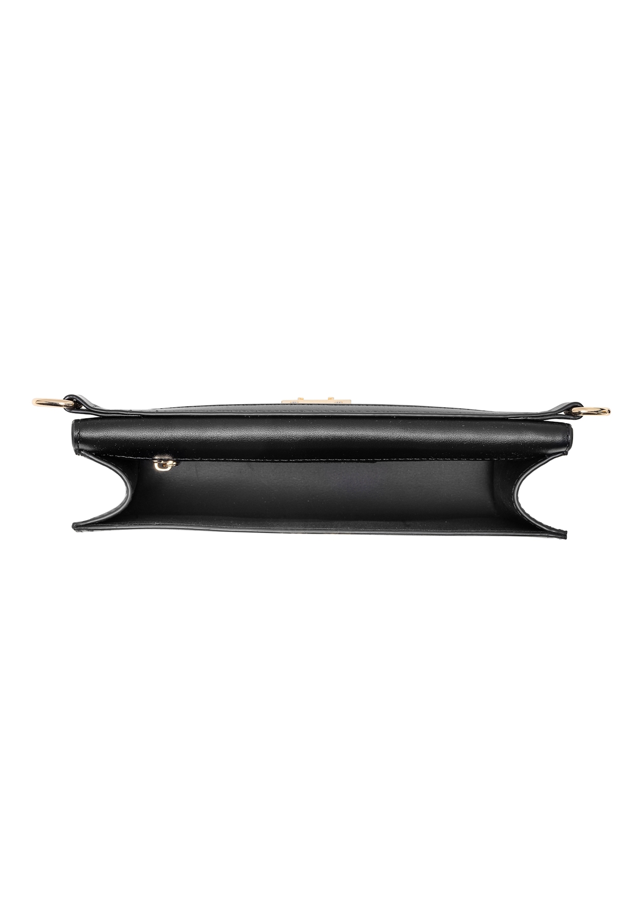 Black women's handbag with monogram TOREC-1046-98(Z25), visible interior of the product, photo on a white background.