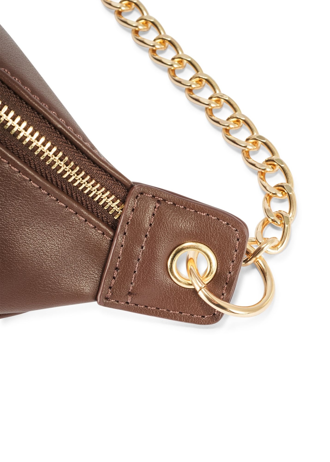 Brown women's waist bag TOREC-0788-1H(Z26) , close-up of the product detail, view on a white background.
