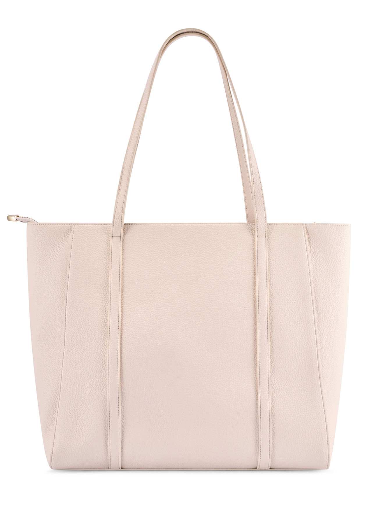 Cream monogram shopper bag TOREC-1160-0B(W26), back view of the product on a white background.