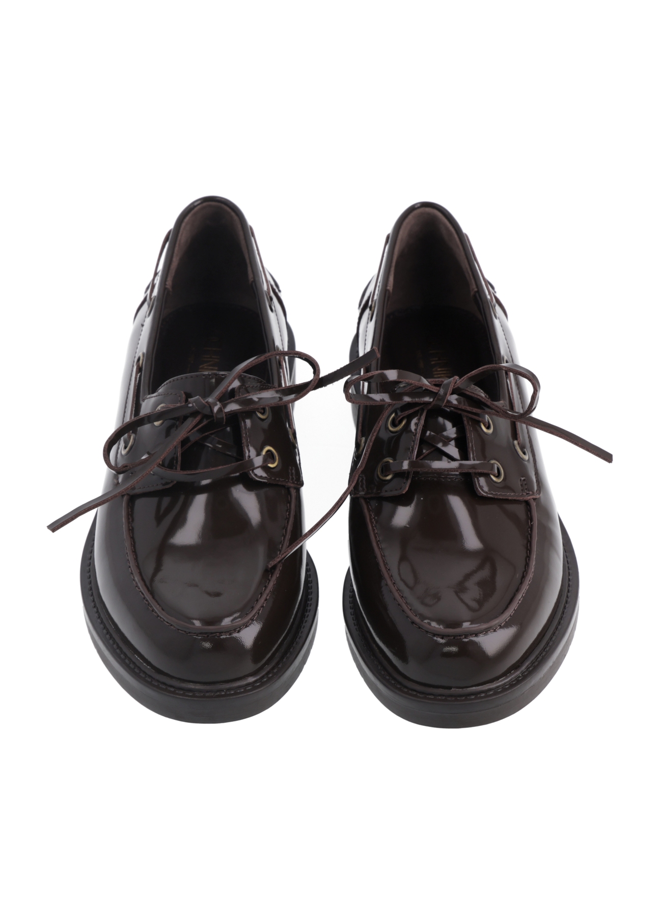 Women's dark brown leather moccasins BUTYD-1313-1I(Z26), front product view on white background.