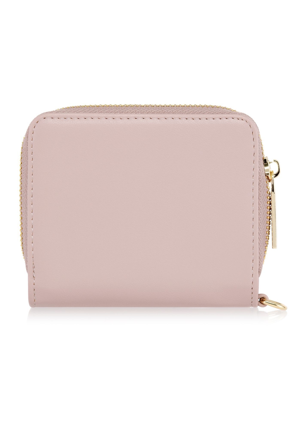Small pink women's wallet with handle POREC-0395A-31(Z25), back view of the product on a white background.