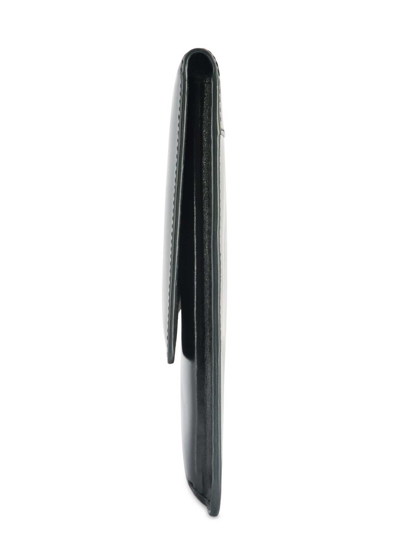 Black small leather men's briefcase TORMS-0469-99(Z25) - side view of the product on a white background.