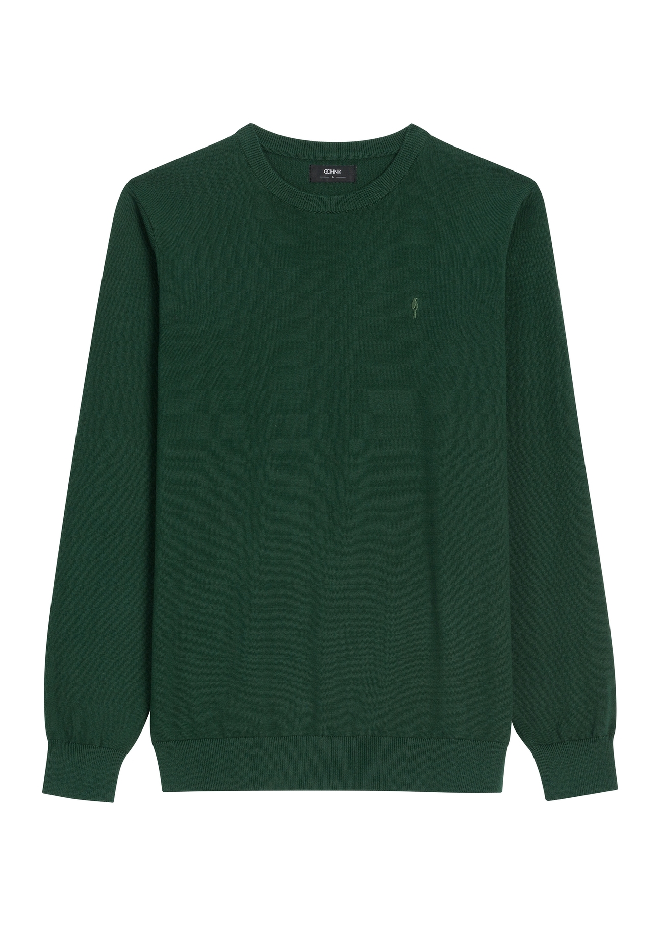 Green men's cotton sweater SWEMT-0114A-8C(Z26), front product view on white background.
