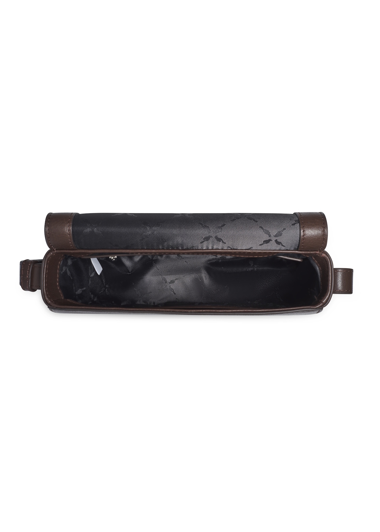 Brown leather women's messenger bag TORES-1352-1H(Z26), product view inside on white background.