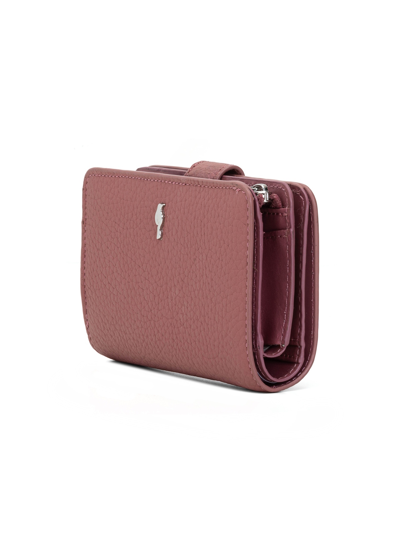 Medium pink leather women's wallet PORES-0896G-31(Z25), diagonal product view on white background.