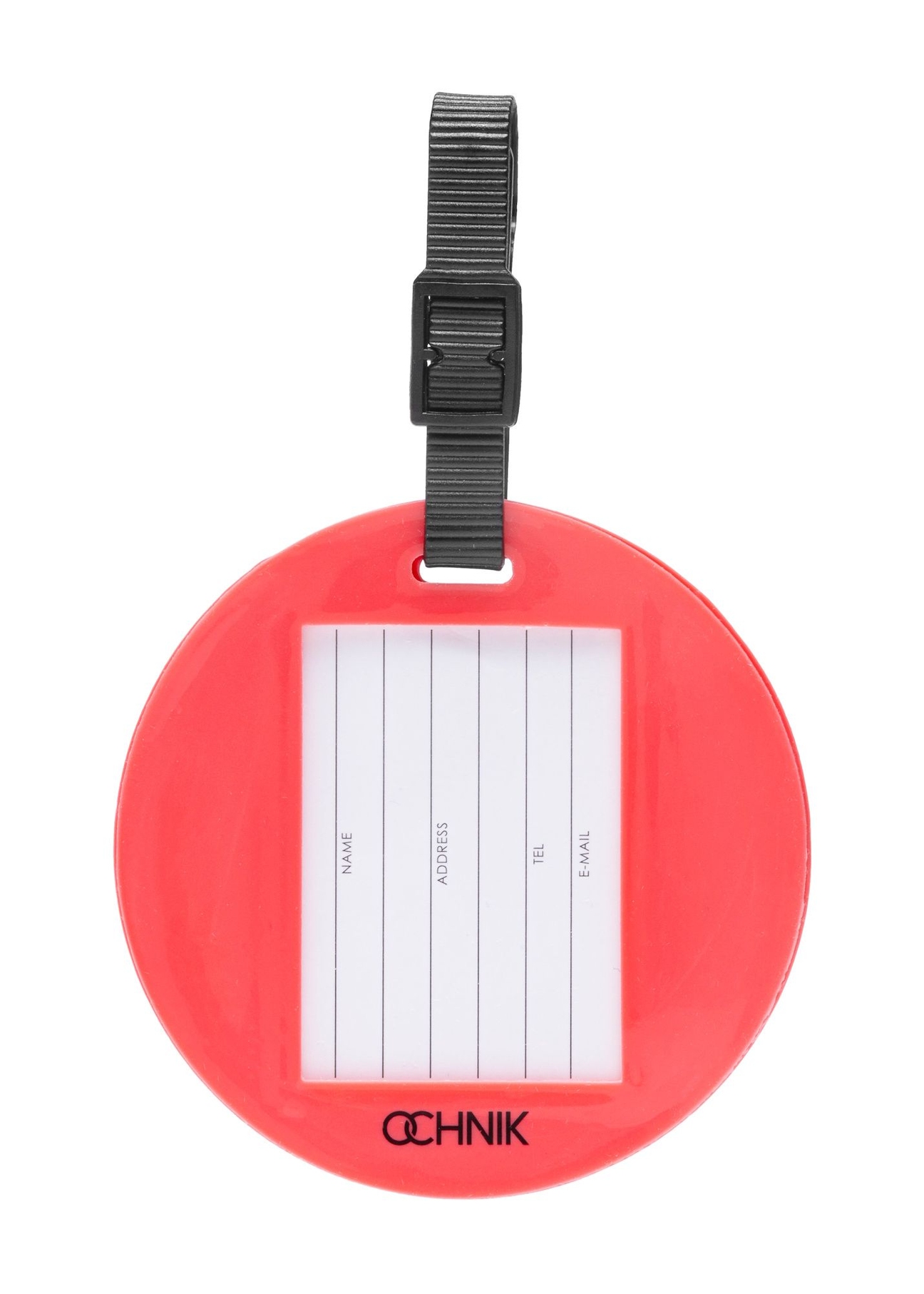 Luggage tag AW-012-0010-5P(W26), product back view on white background.
