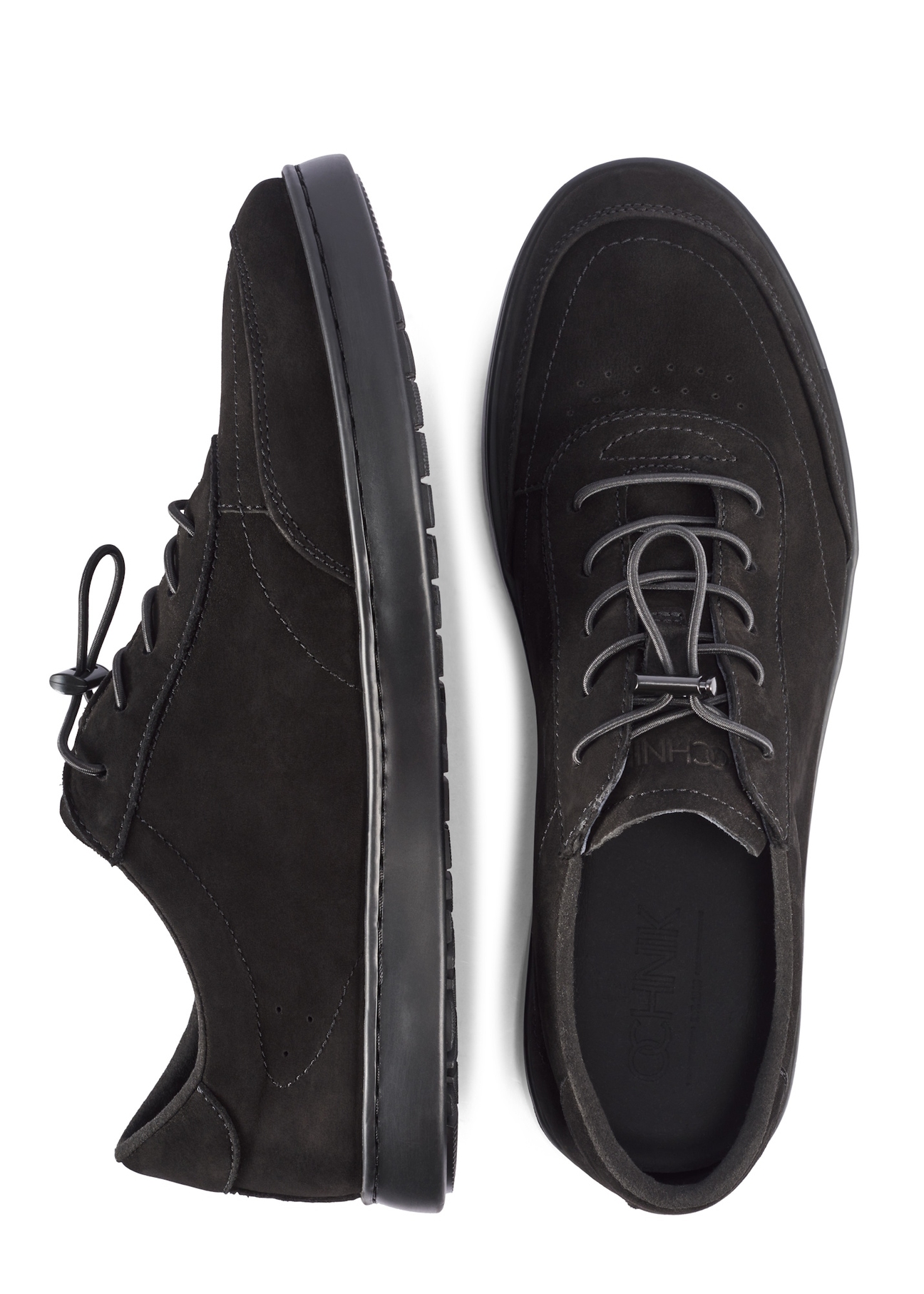 Black men's leather shoes BUTYM-0529-99(W26), top view of the product on a white background.