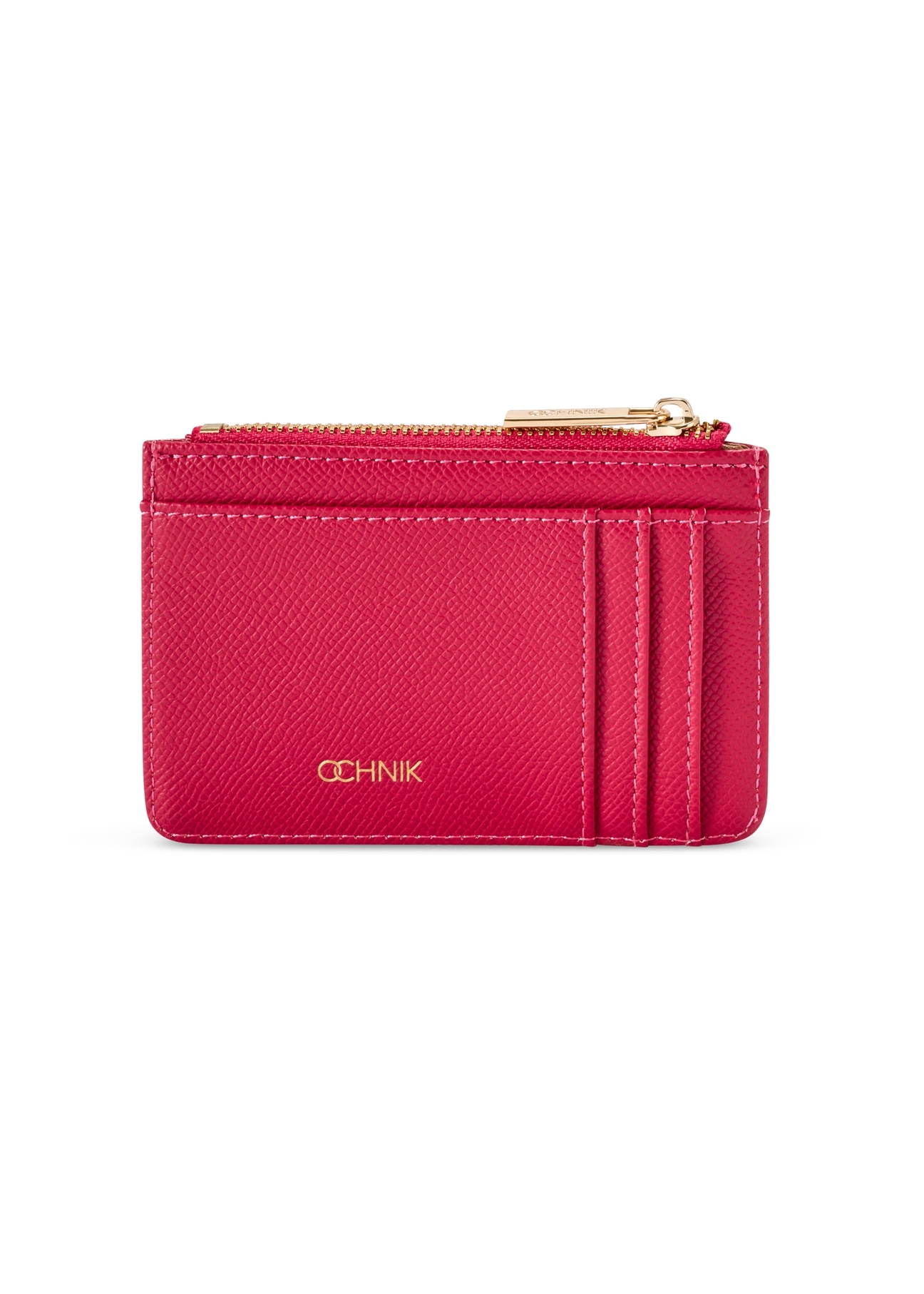 Fuchsia card case POREC-0413-5E(W26), front product view on white background.