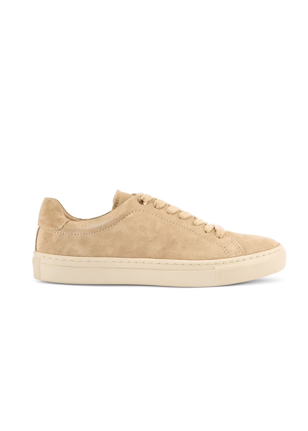 Women's suede beige sneakers BUTYD-1068-82(Z25) - side view of the product on a white background.