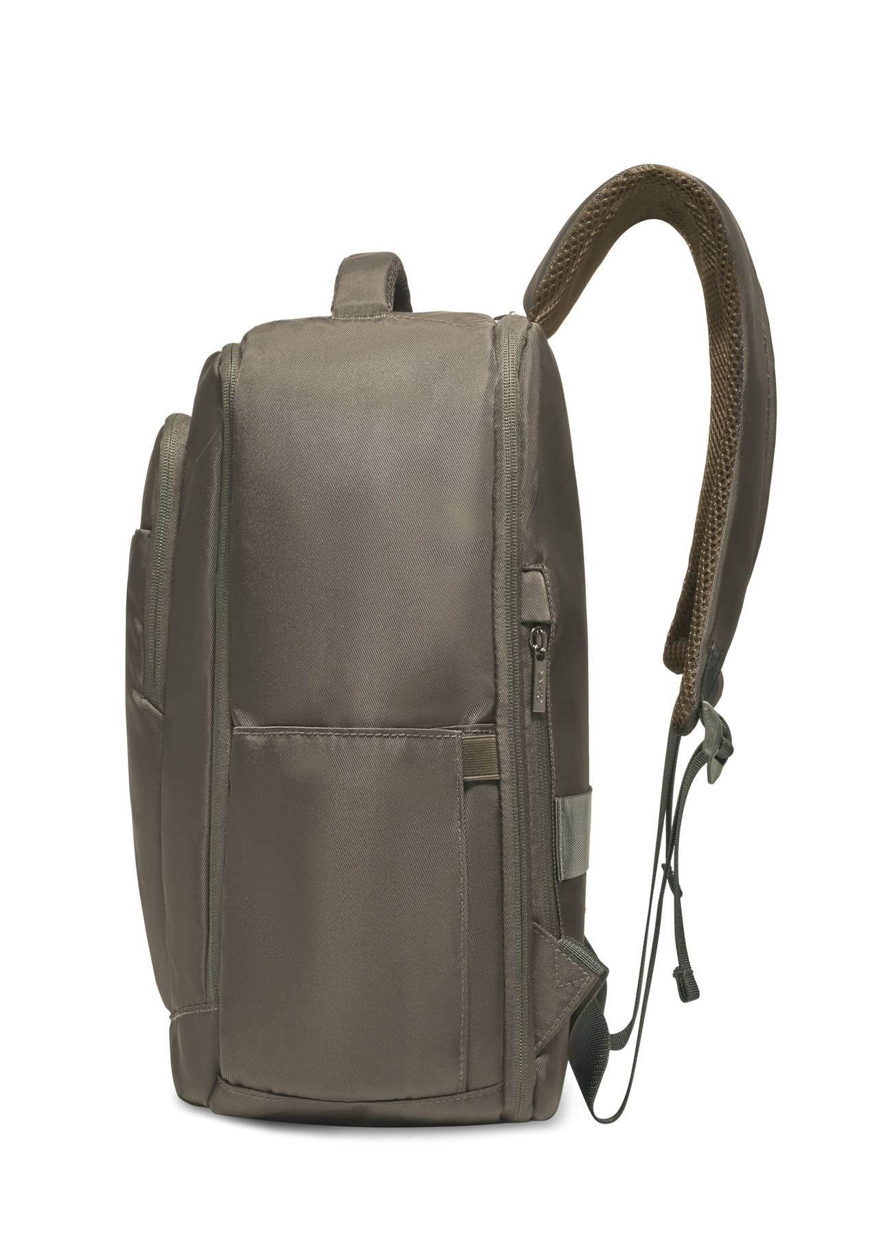Khaki PLCMN-0014-8D(Z26) airplane backpack. Side view on white background.