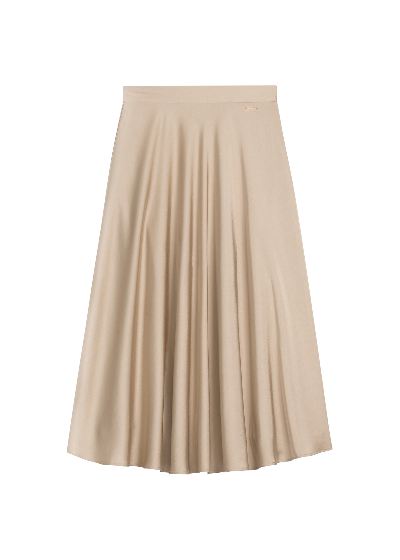 Long beige midi skirt SPCDT-0131-1B(W26) - front product view, on white background.