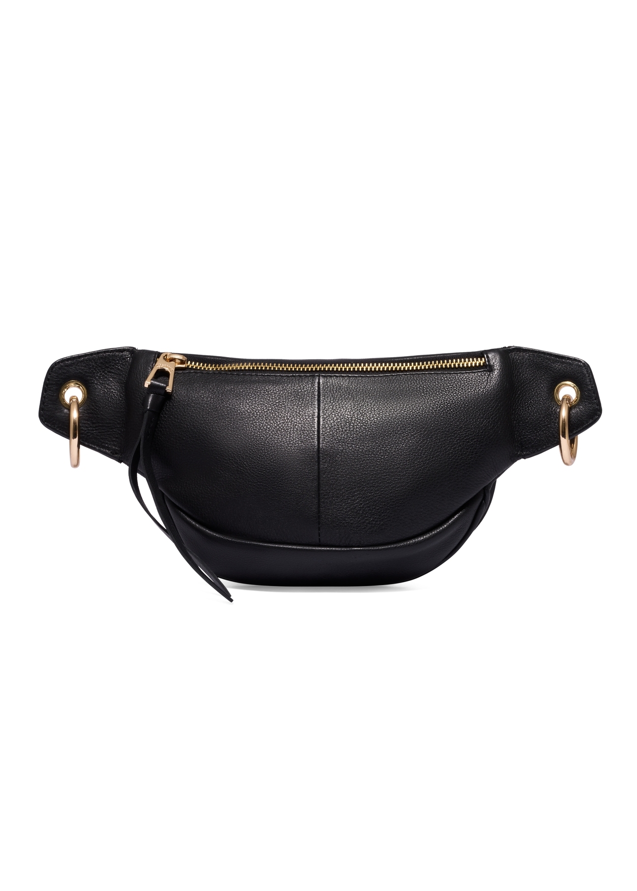 Women's black leather waist bag TORES-1319-99(Z26) - product view from the back, on a white background.