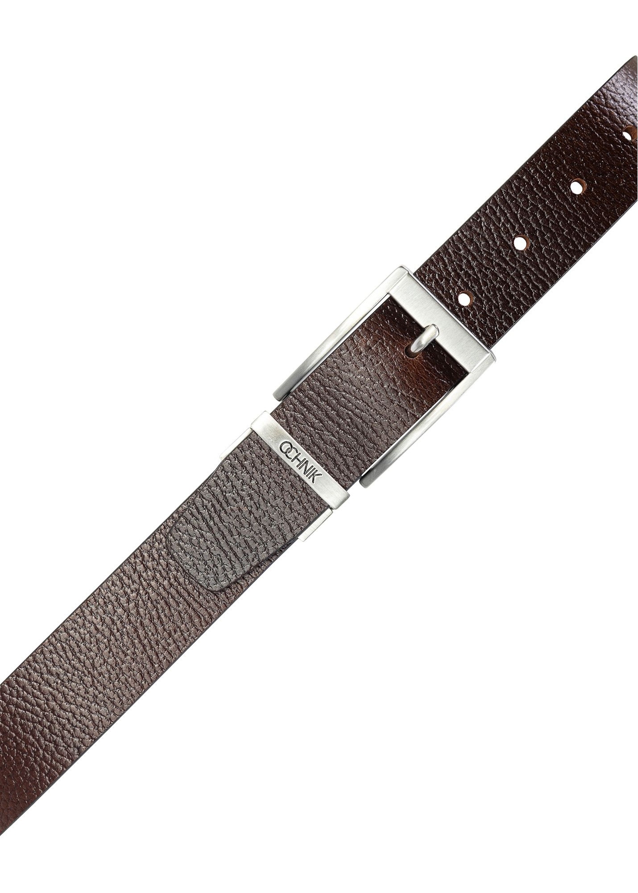 Men's brown leather belt PASMS-0167-9J(W26), front product view on white background.