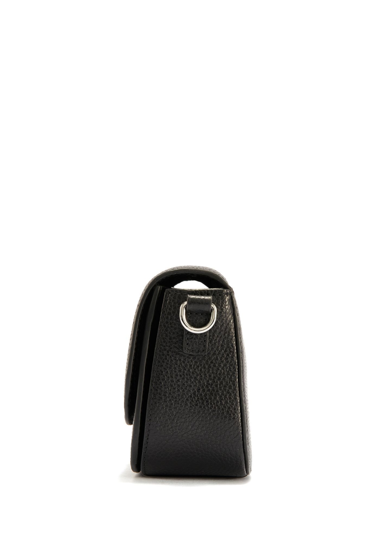 Black leather small women's handbag TORES-1101A-99(Z25), product view from the side on a white background.