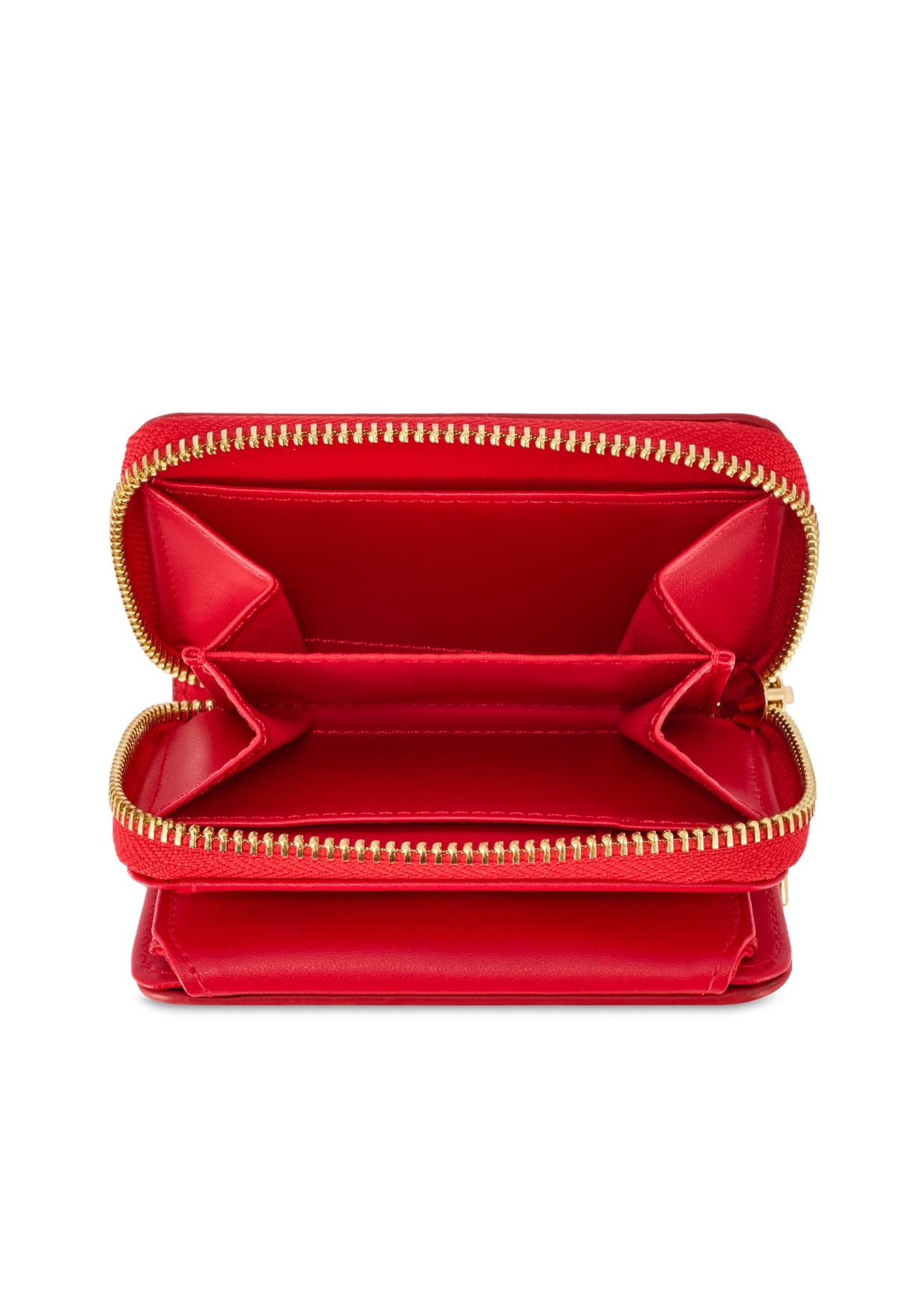 Small red women's croco wallet POREC-0352A-42(Z25), product view from the inside on a white background.