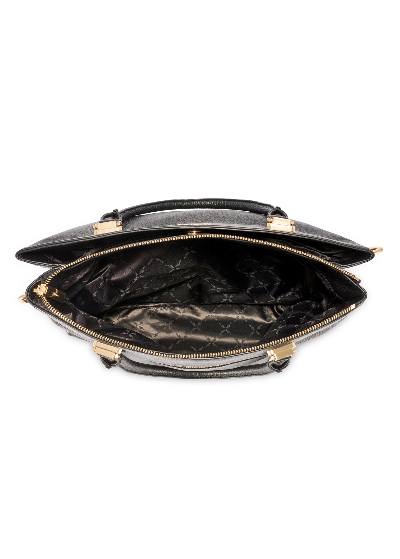 Leather black women's shopper handbag TORES-1204-9I(W26), product view from above on a white background.