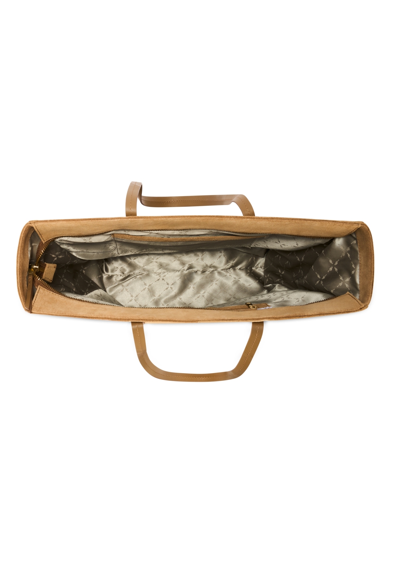 Beige suede women's shopper bag TORES-1248-1B(W26), product view from above on a white background.