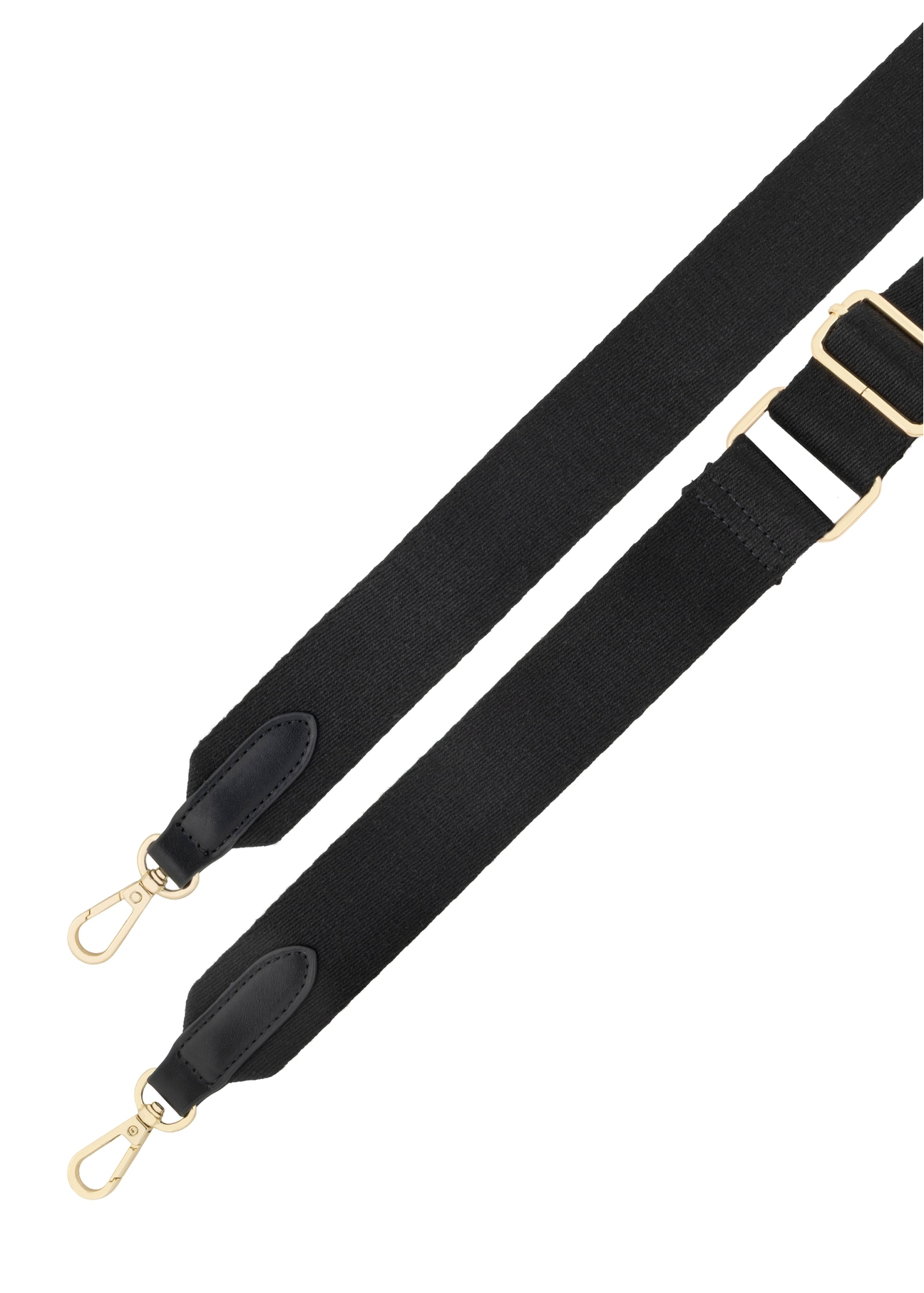 Small black women's messenger bag with monogram TOREC-1289-9P(Z26). View of the strap on a white background.