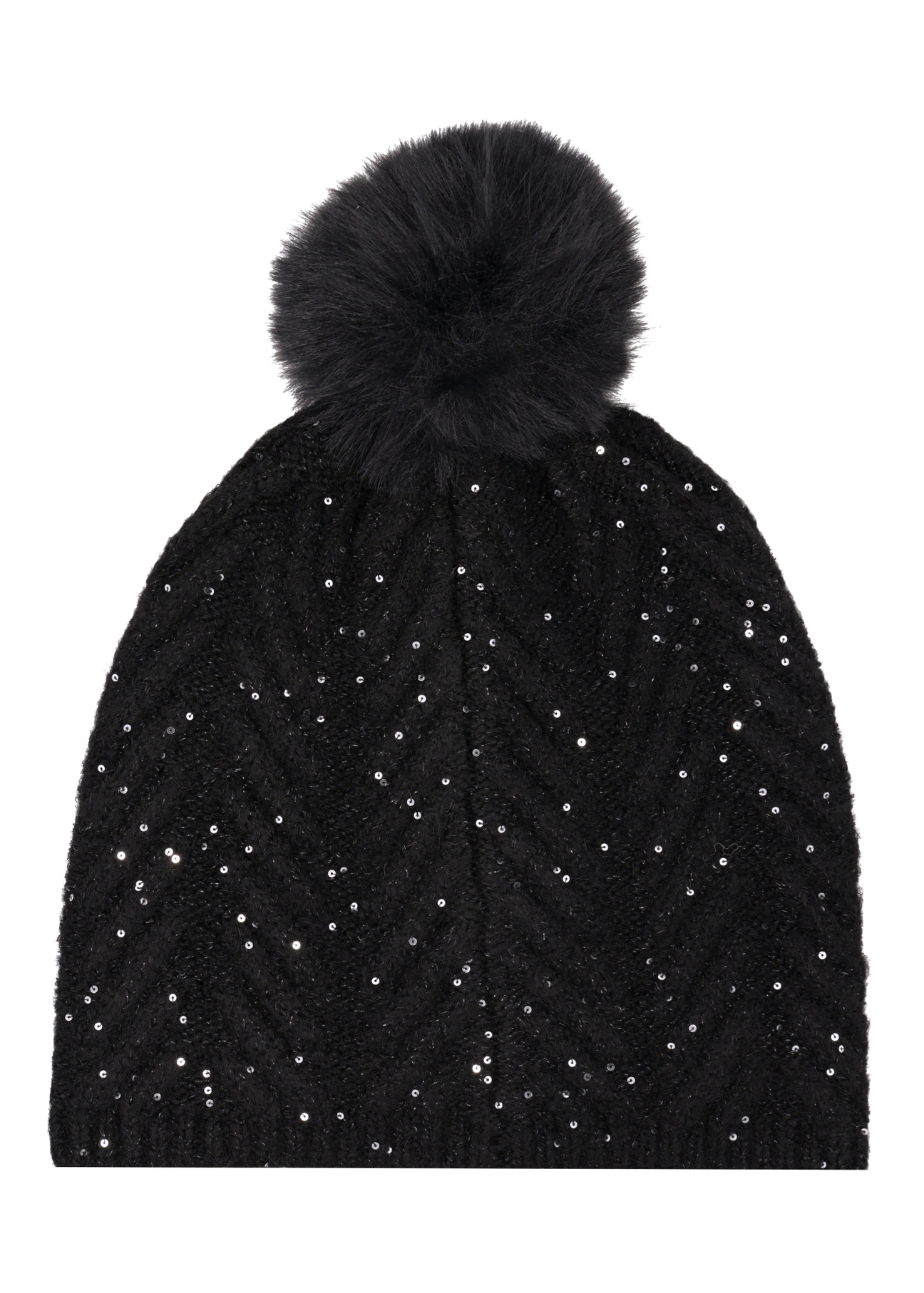 Black hat and scarf set ZESTD-0014-99(Z26), rear view of the hat on a white background.
