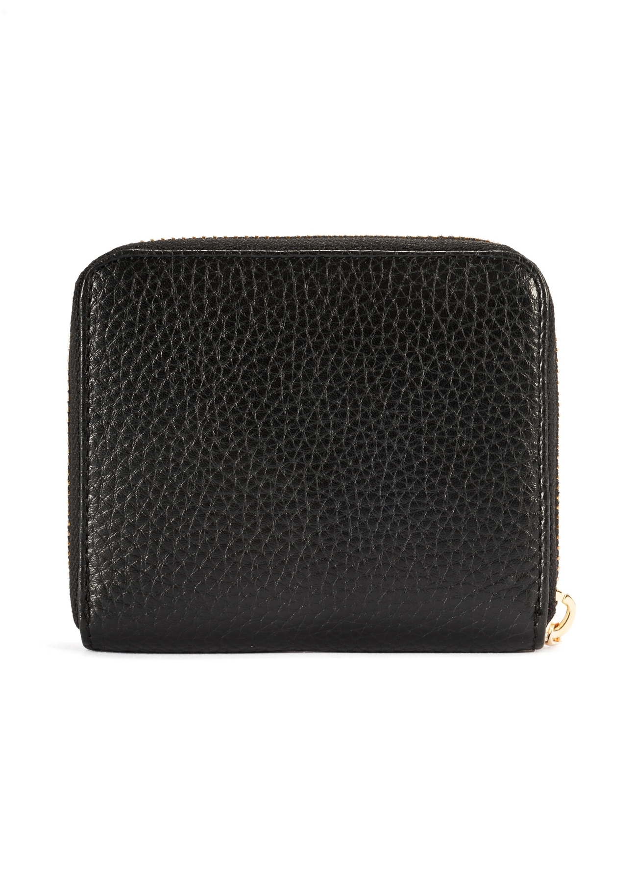 Black leather women's wallet PORES-0972-99(Z25), product view from the back on a white background.