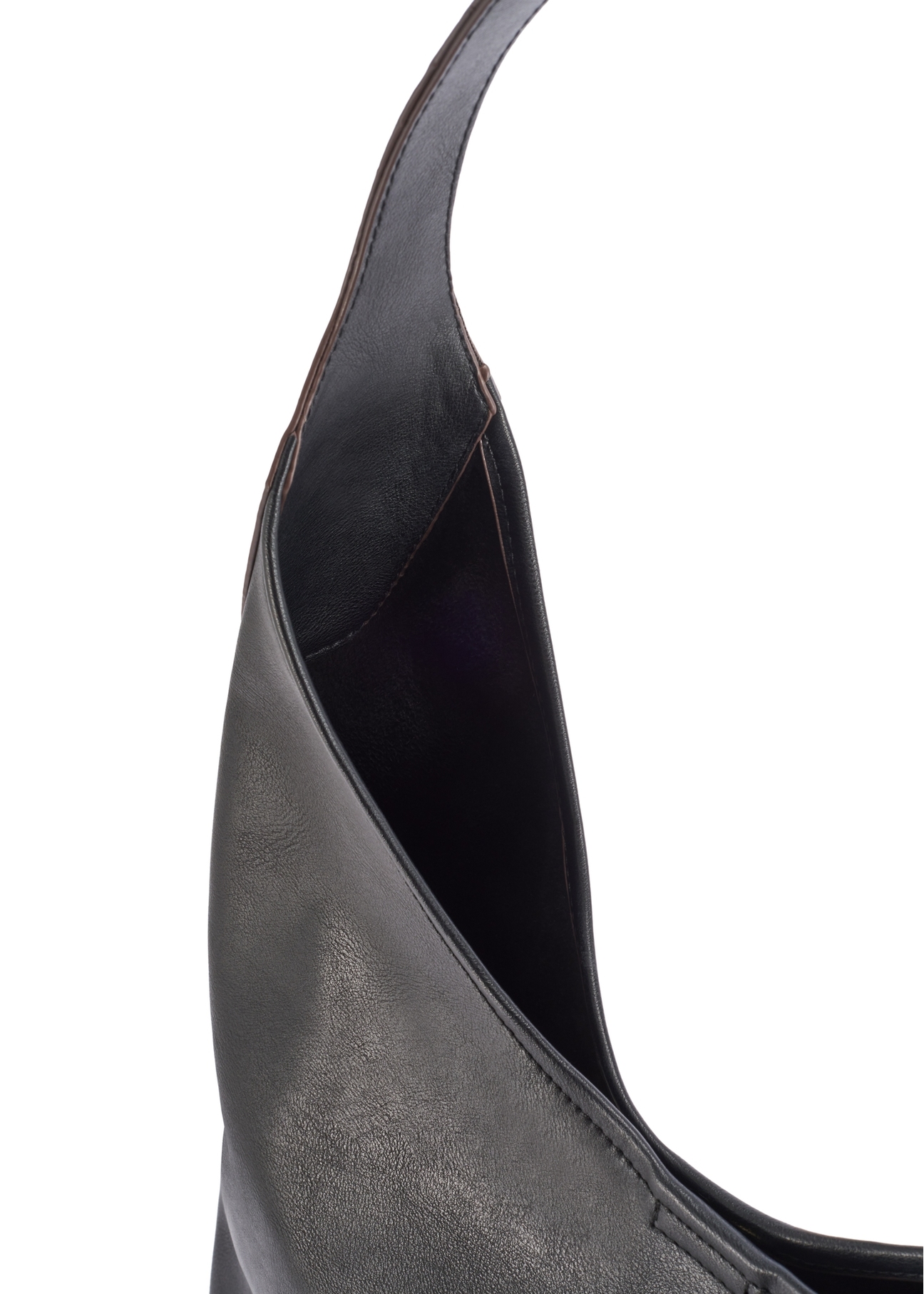 Large black women's handbag TOREC-1199-99(W26) - close-up of detail, on white background.