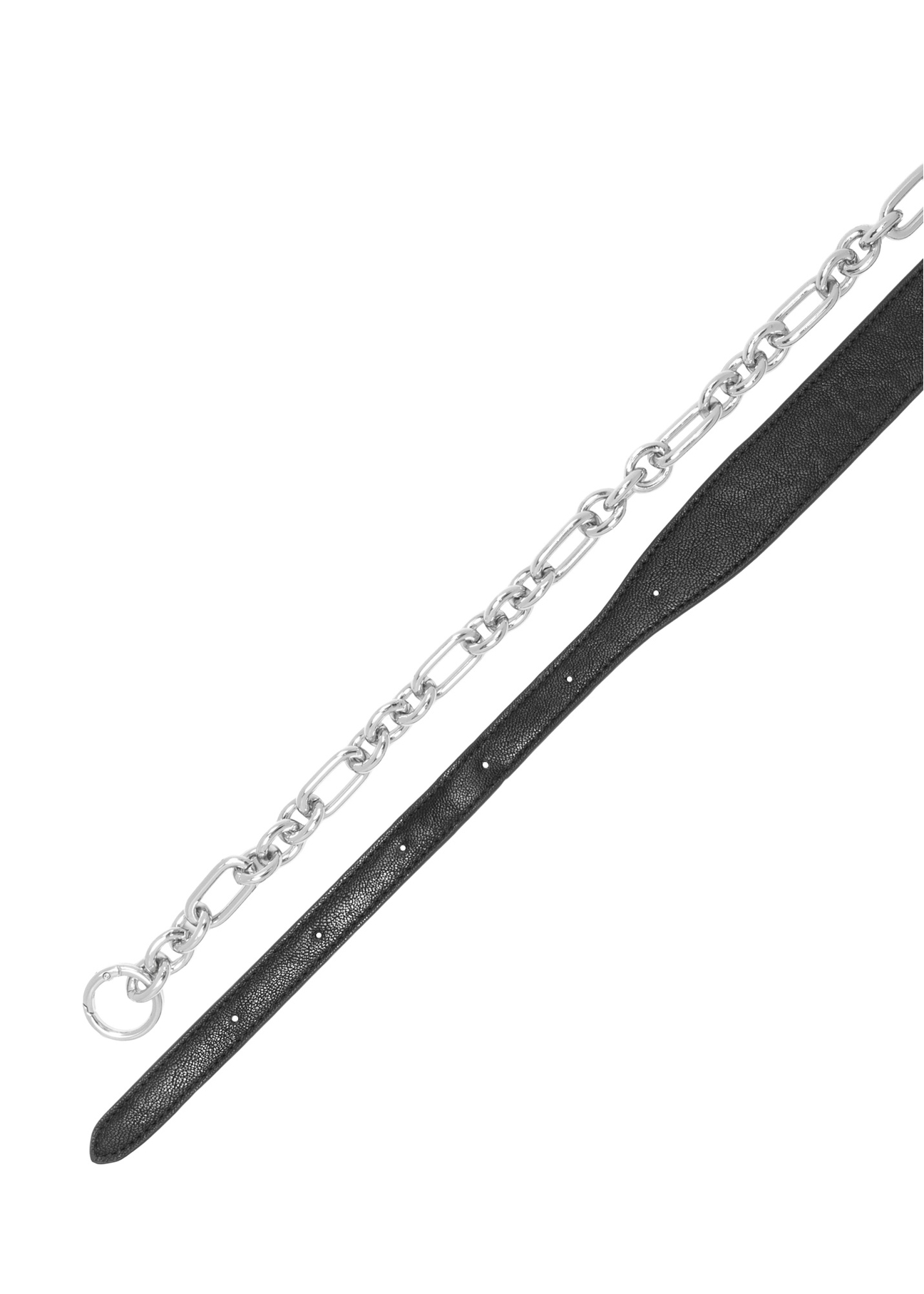 Black women's handbag with jewelry accent TOREC-1325-99(Z26), close-up view of the straps on a light background.
