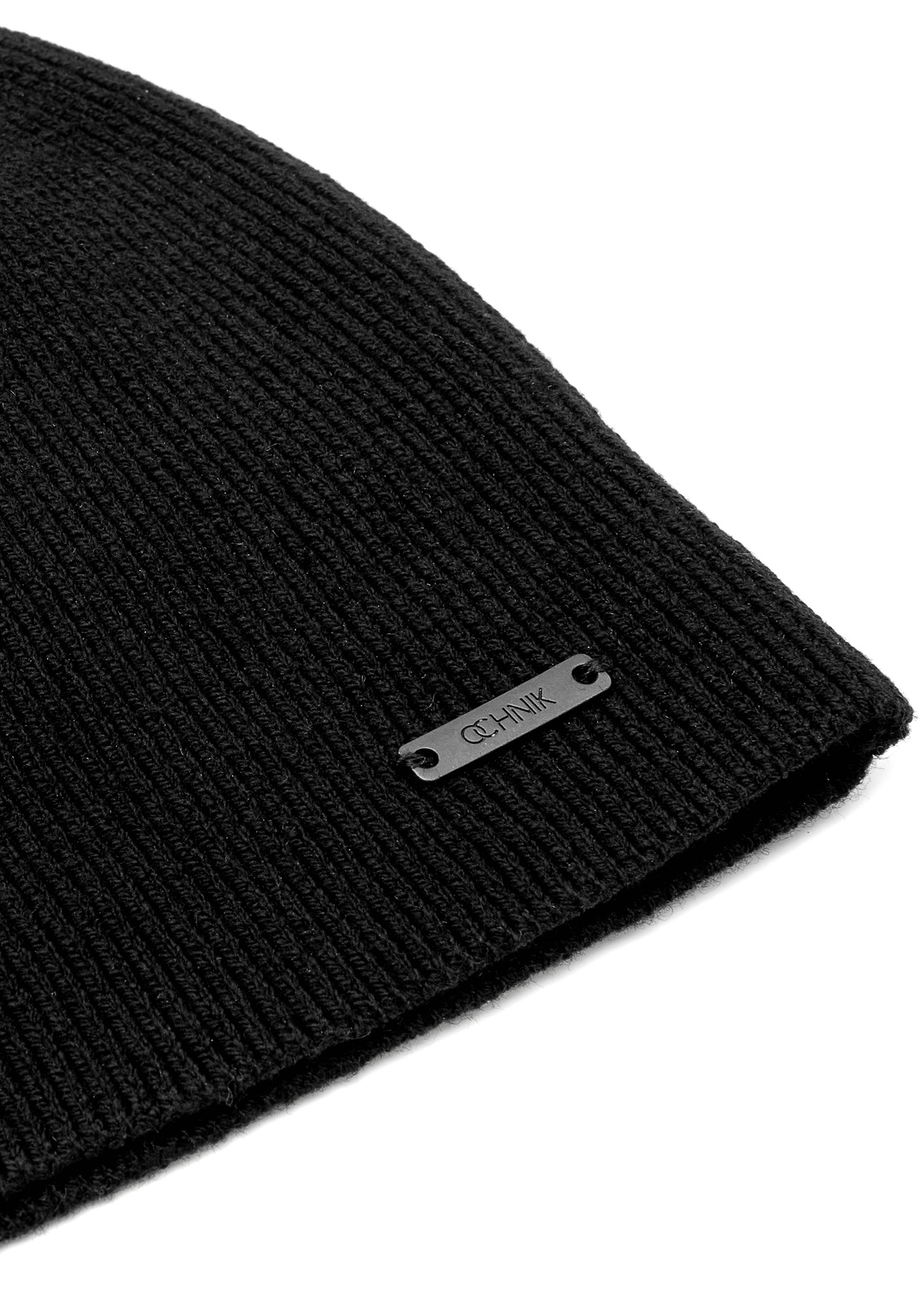 Men's cap in black CZAMT-0087-99(Z25), close-up of the product detail on a white background.