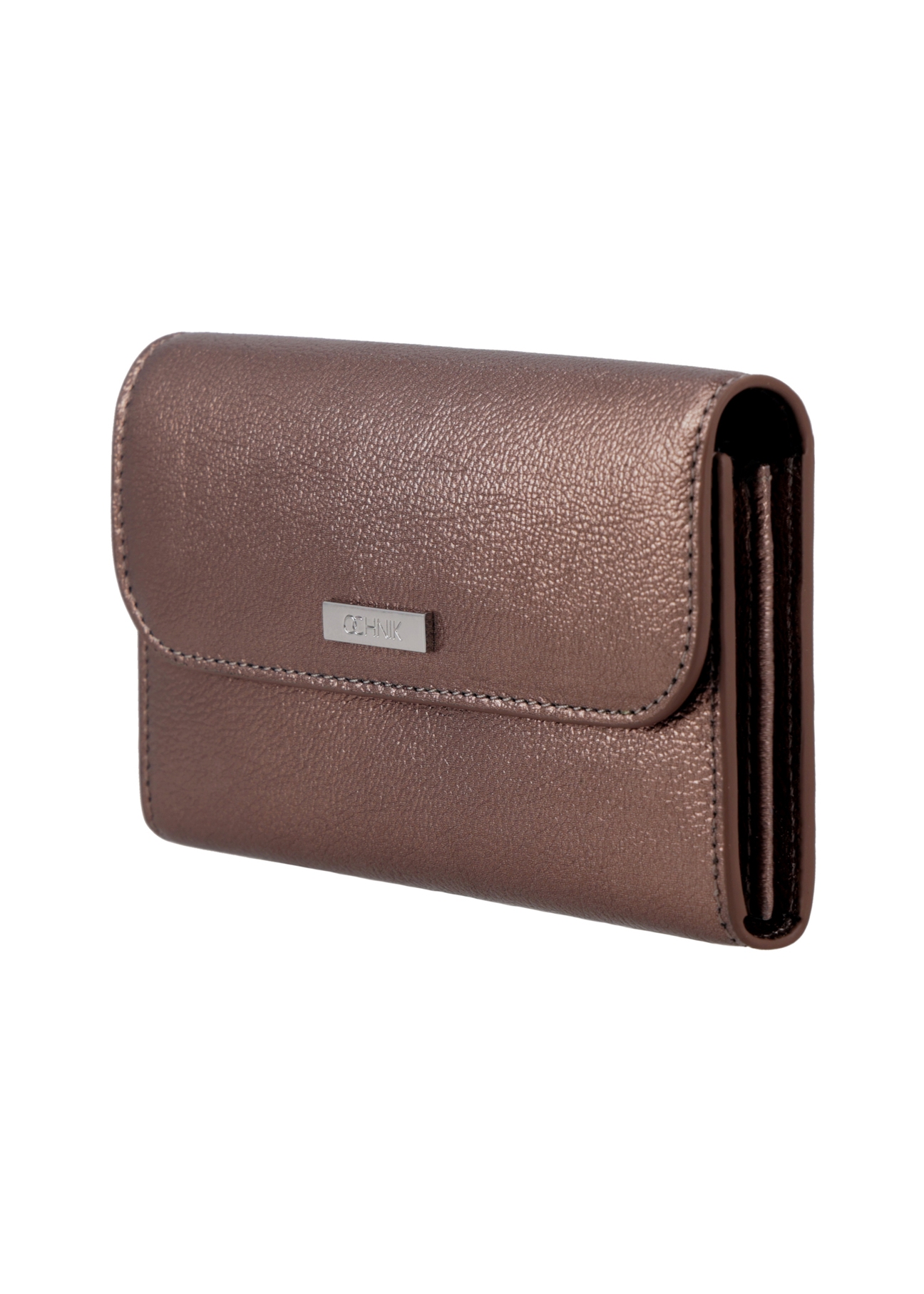 Medium women's leather wallet in light brown color PORES-1030-1G(Z26), diagonal product view on white background.