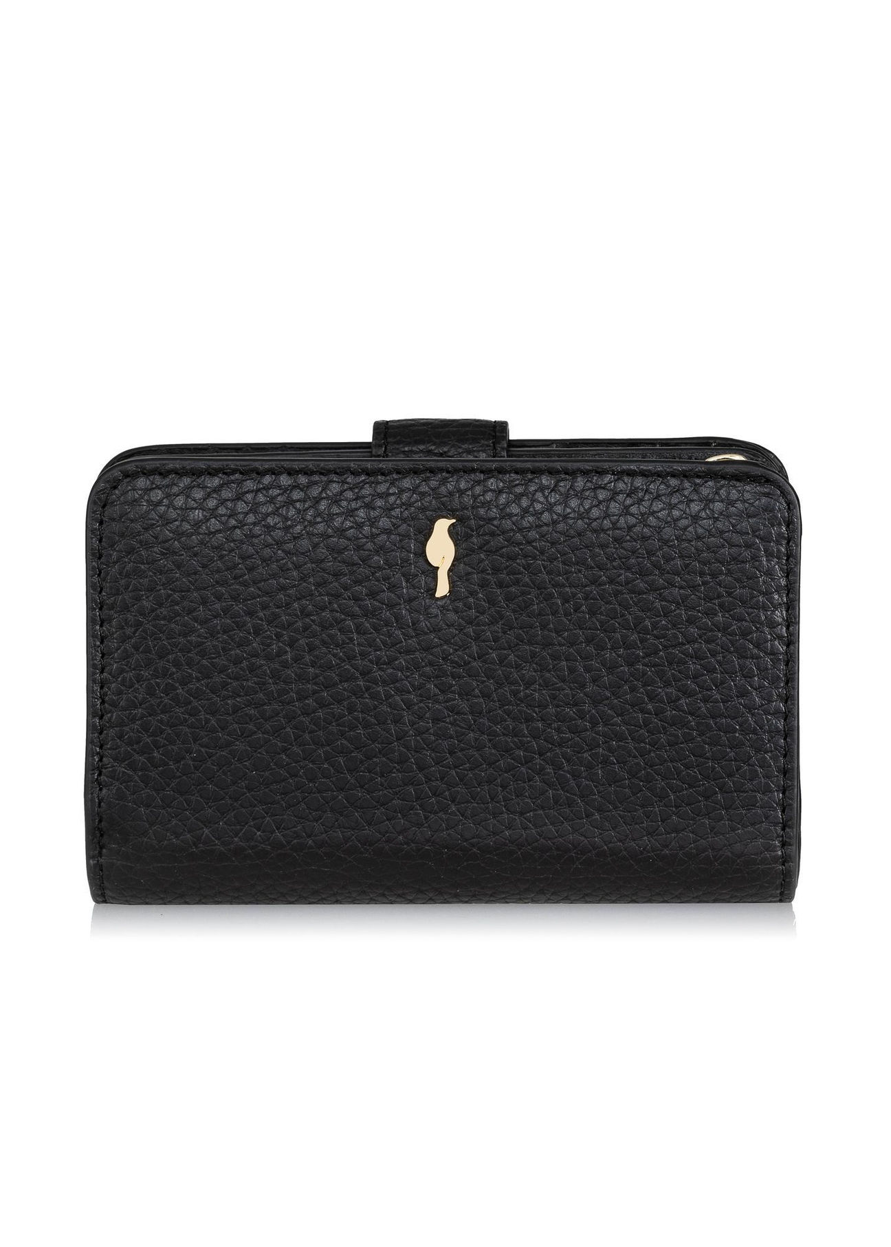 Medium black leather women's wallet PORES-0896R-99(Z25) - front product view on white background.