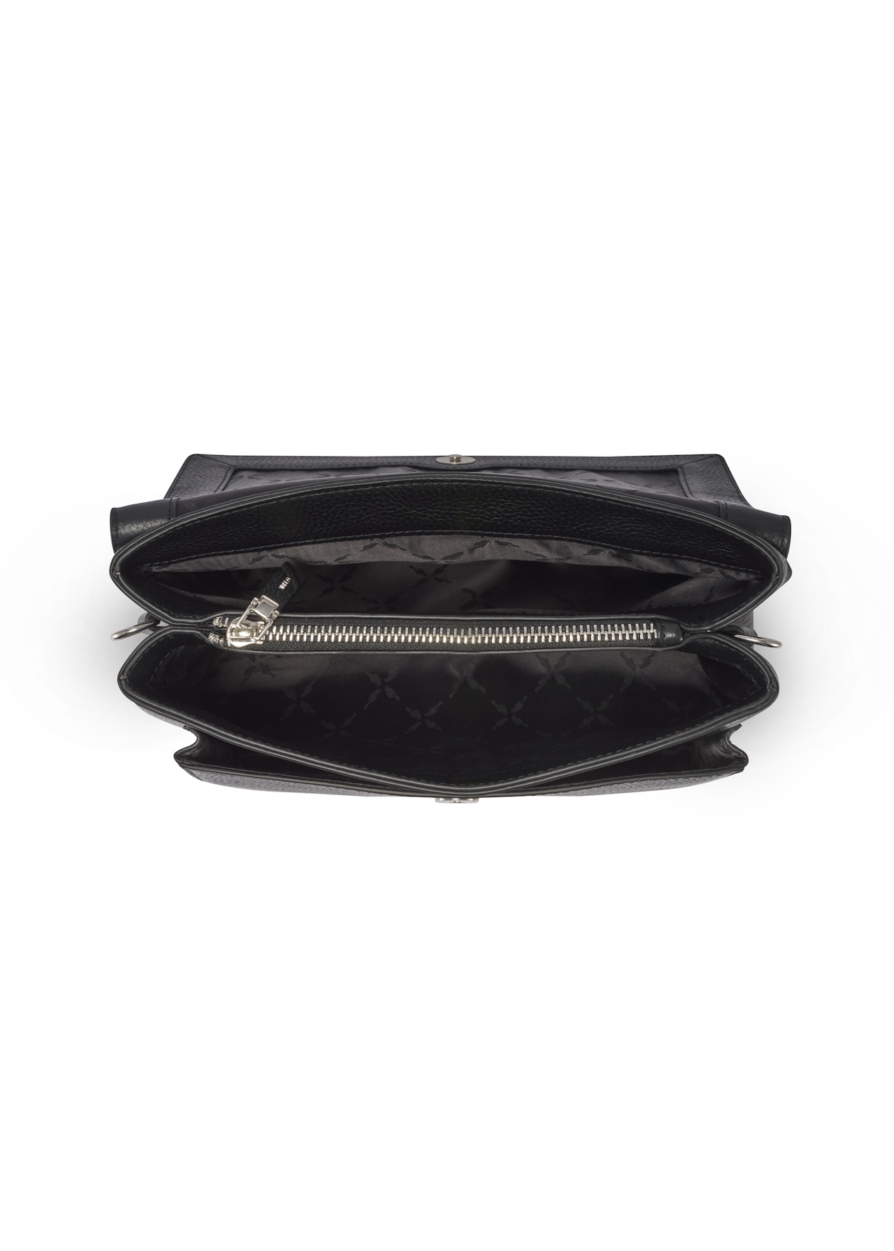 Leather black women's shoulder bag TORES-1347-9I(Z26), product view inside on white background.