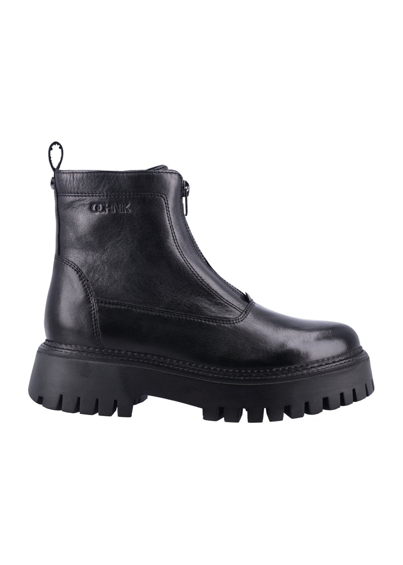 Black leather women's ankle boots BUTYD-1291-99(Z26), side view of the product on a white background.