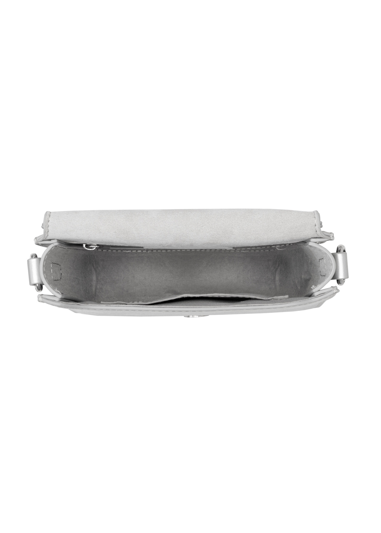 Silver women's handbag TOREC-1070-91(Z25), product view inside on white background.