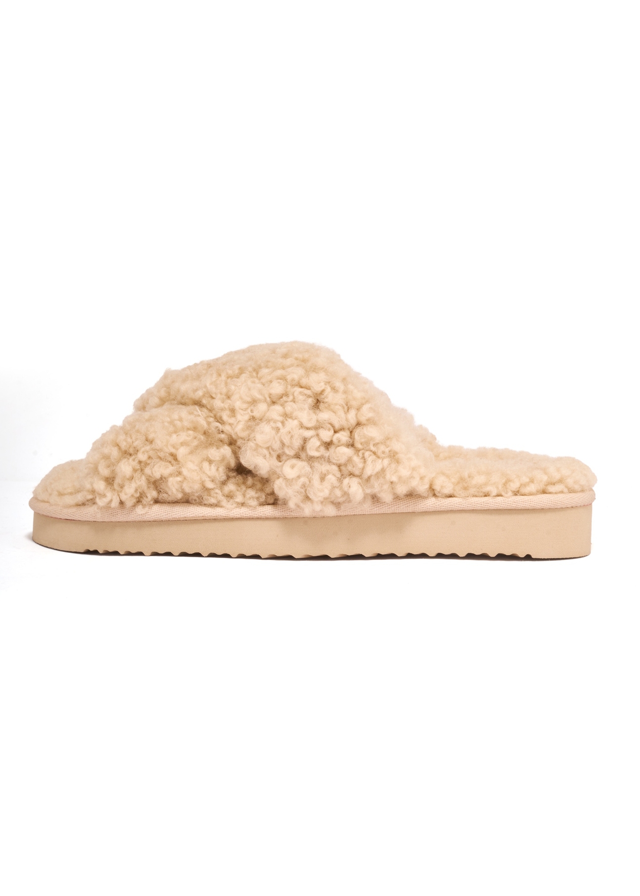 Beige women's wool slippers BUTYD-1321-1B(Z26)