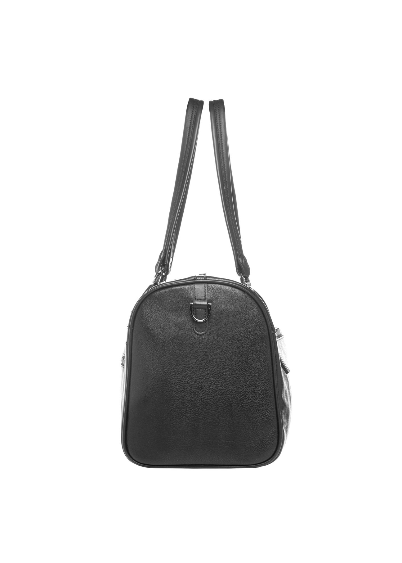 Men's black leather travel bag TORMS-0500-99(W26) - side product view, on white background.