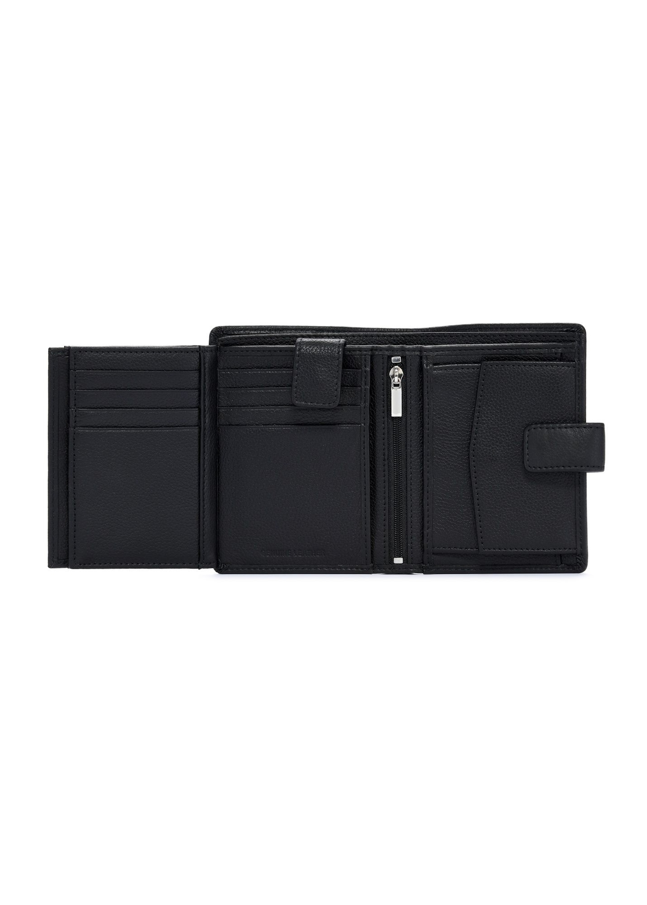 Men's leather wallet in black PORMS-0630A-99(Z25), product view inside on white background.