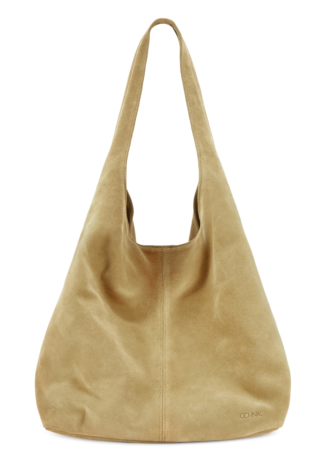 Women's yellow suede shopper bag TORES-1177-2C(W26), front product view on white background.