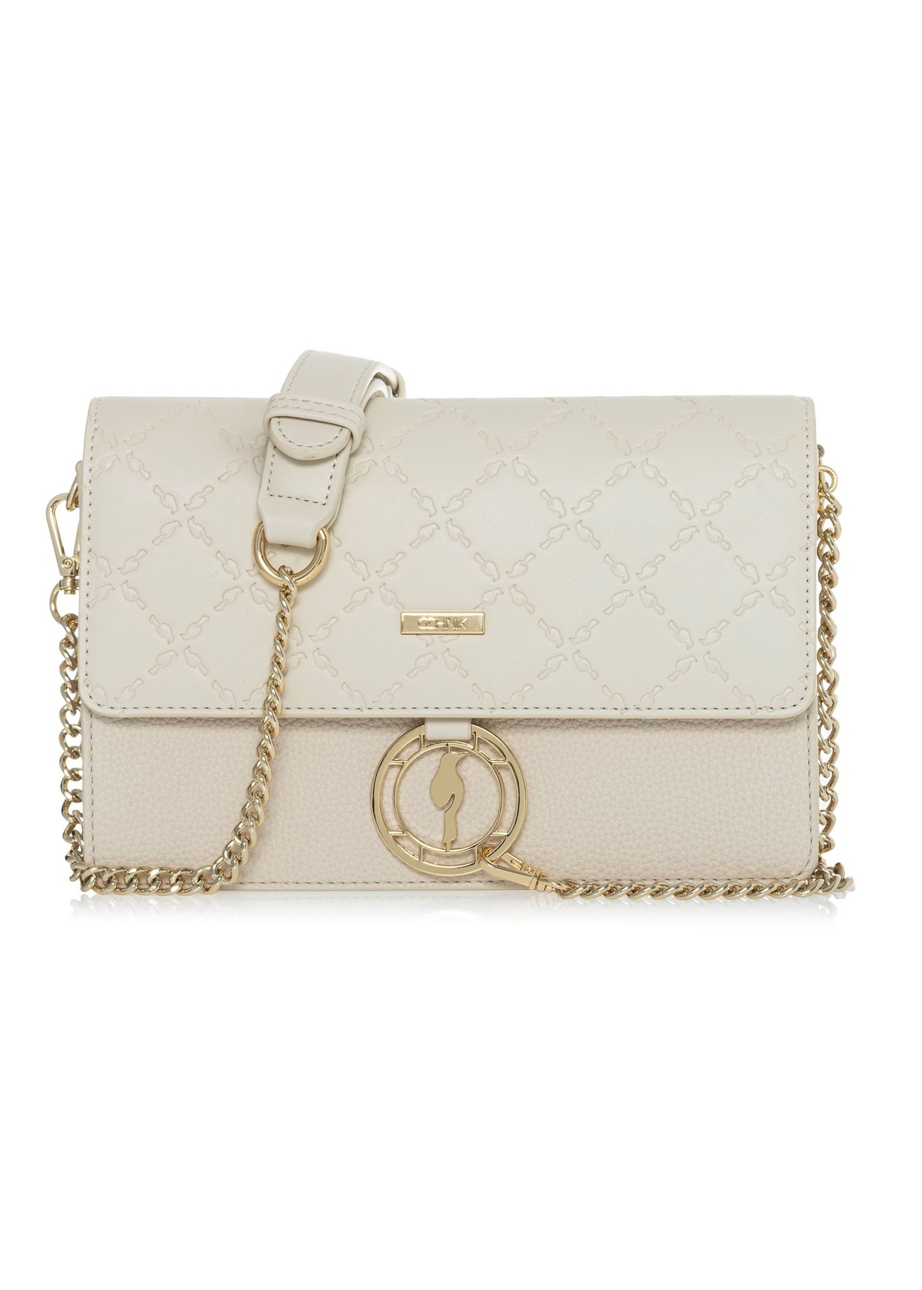 Cream women's handbag with monogram TOREC-0536B-12(W25)-01