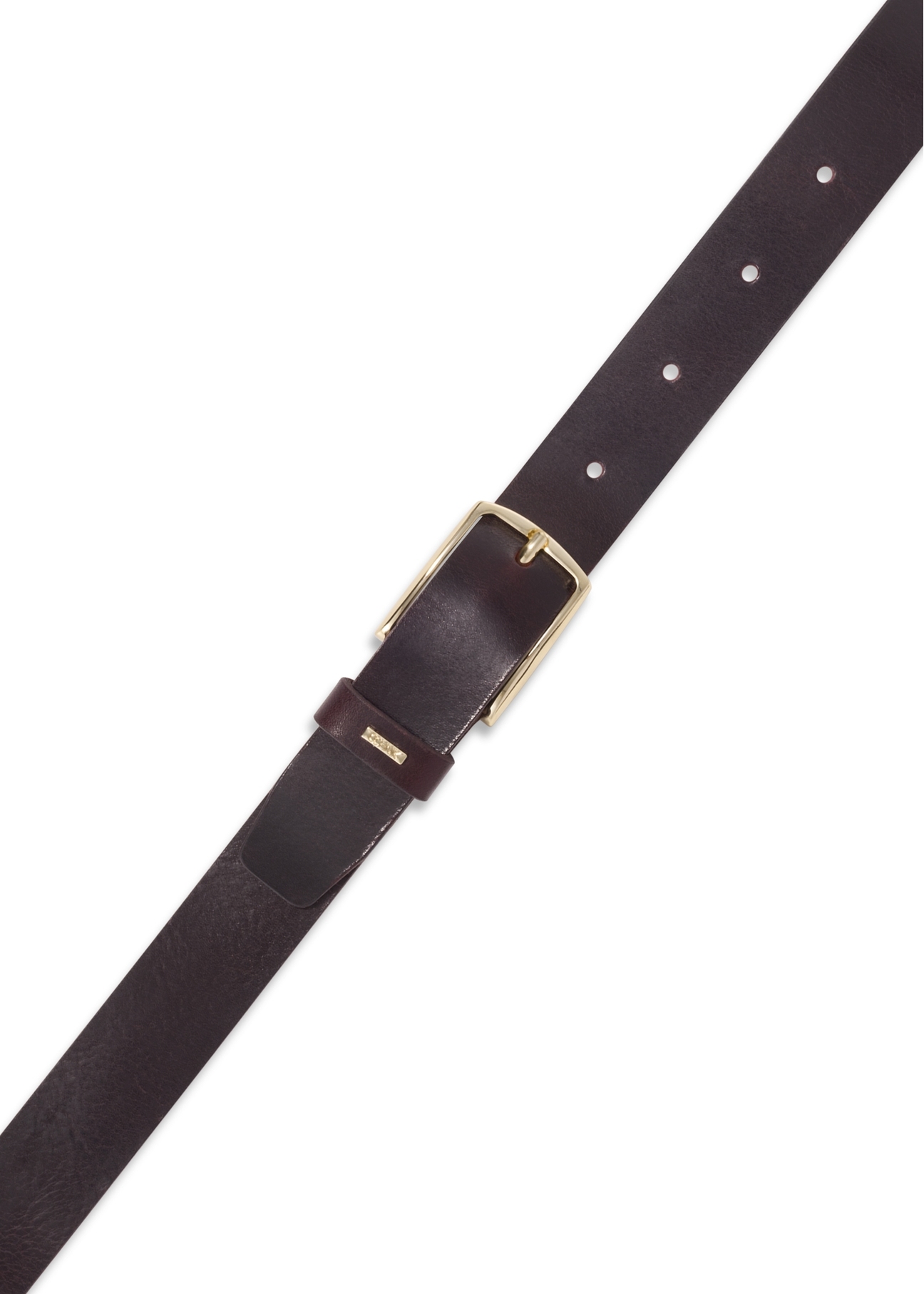Women's leather belt in a deep burgundy shade PASDS-0358-4D(Z26) - product view from above, on a white background.