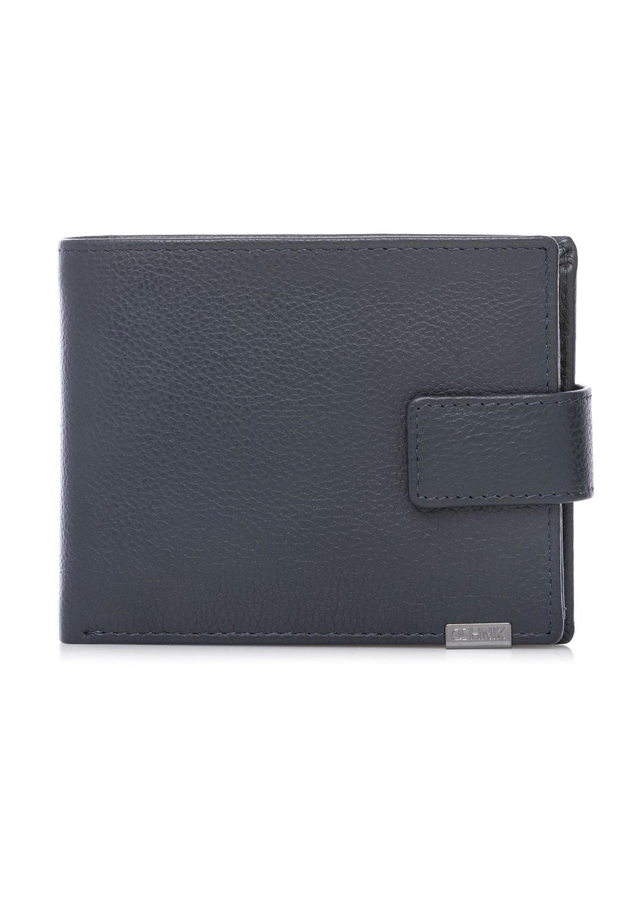 Men's leather wallet in navy blue PORMS-0694-7E(W26) - front product view, on white background.