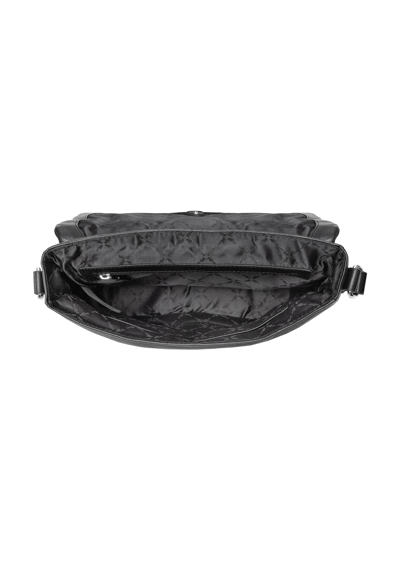 Black leather handbag TORES-1197-99(Z25), view of the inside of the product on a white background.