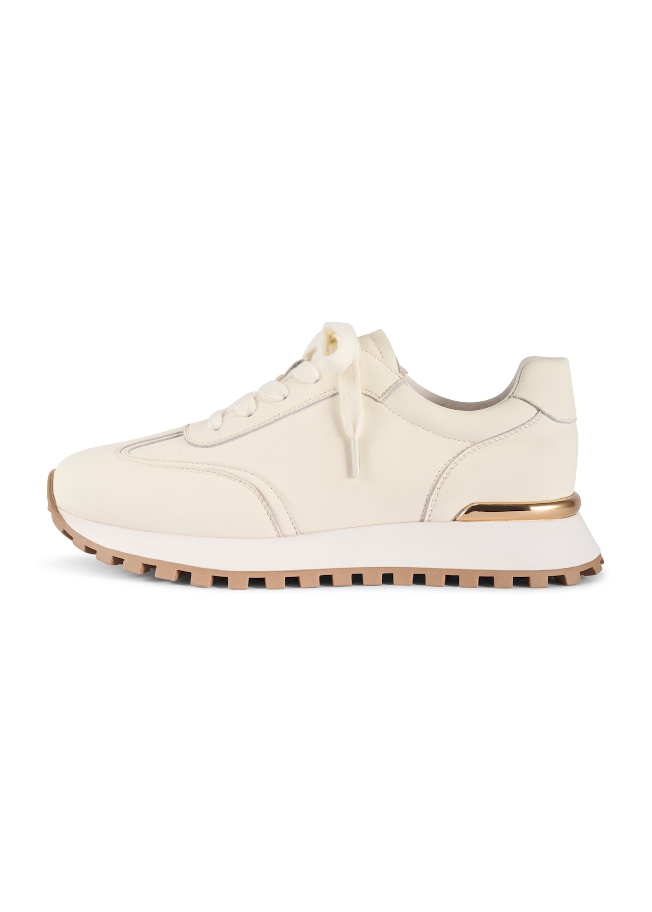 Women's cream leather sneakers BUTYD-1270-0B(W26), side view of the product on a white background.