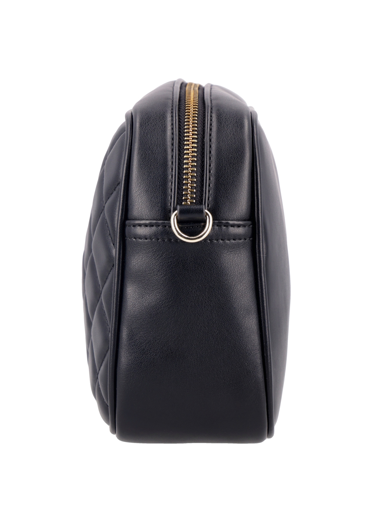Black quilted women's handbag TOREC-1313-99(Z26), side product view on white background.