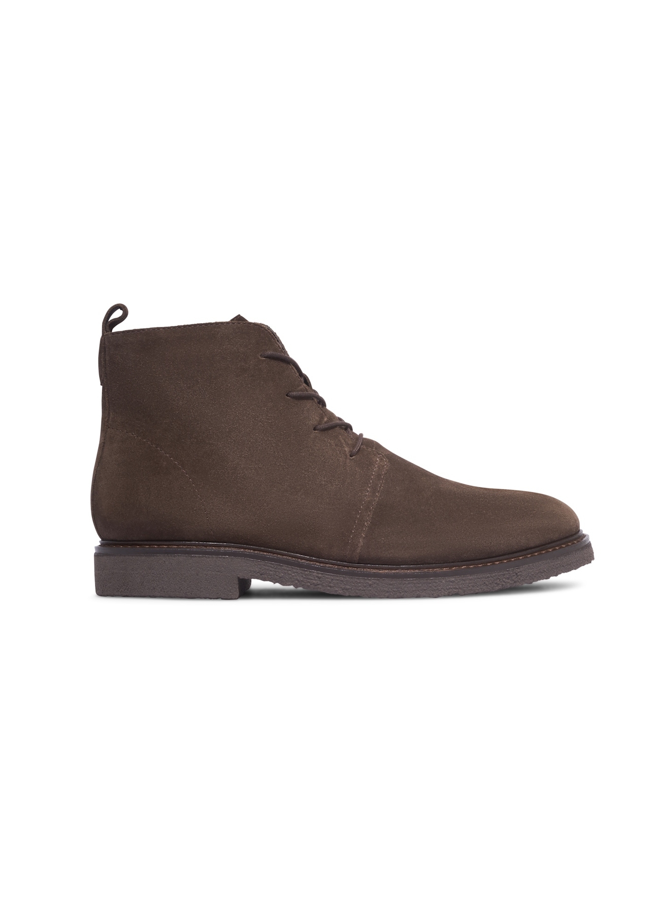 Dark brown suede men's ankle boots BUTYM-0545-1I(Z26), side view of the product on a white background.